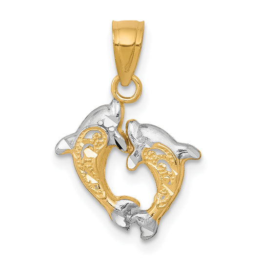 10k Yellow w/Rhodium Small Dolphin Charm