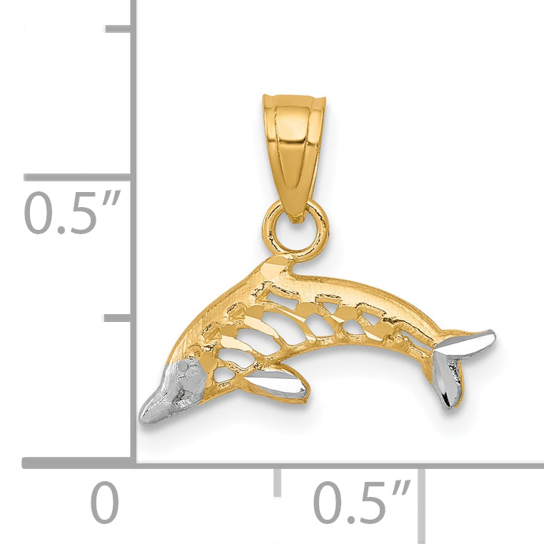 10k Yellow w/Rhodium Dolphin Charm