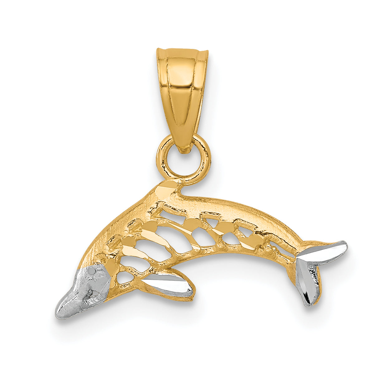 10k Yellow w/Rhodium Dolphin Charm