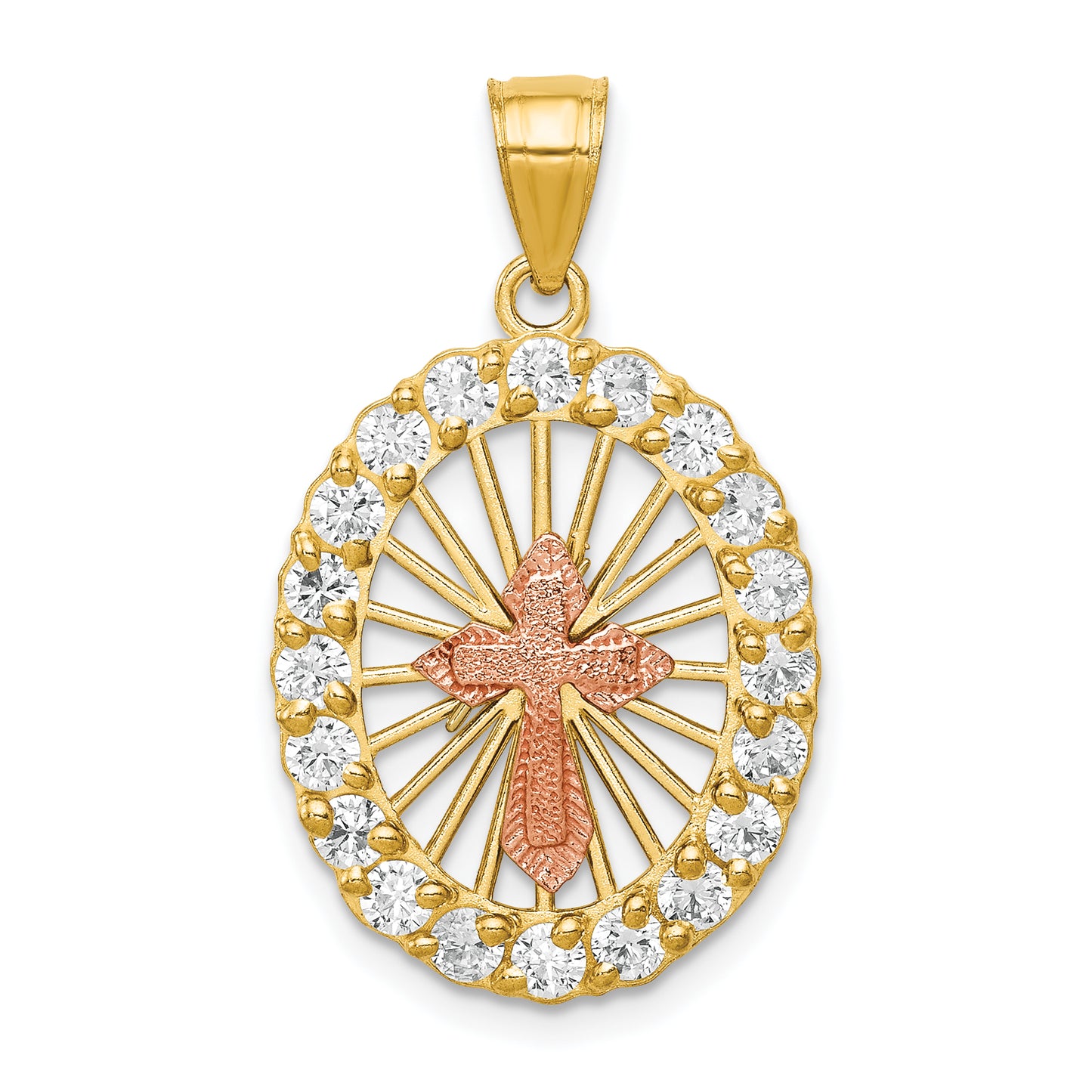 10k Two-tone 10k Two-tone CZ Cross Pendant