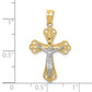 10k Yellow w/Rhodium w/ Rhodium Filigree Crucifix Pendant