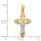 10k Yellow w/Rhodium Filigree Crucifix Pendant