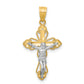 10k Yellow w/Rhodium Filigree Crucifix Pendant