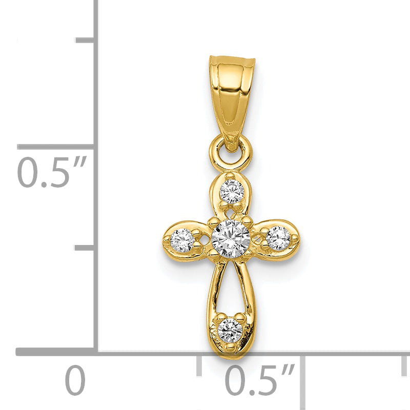 10k Yellow Gold 10k Small CZ Cross Pendant