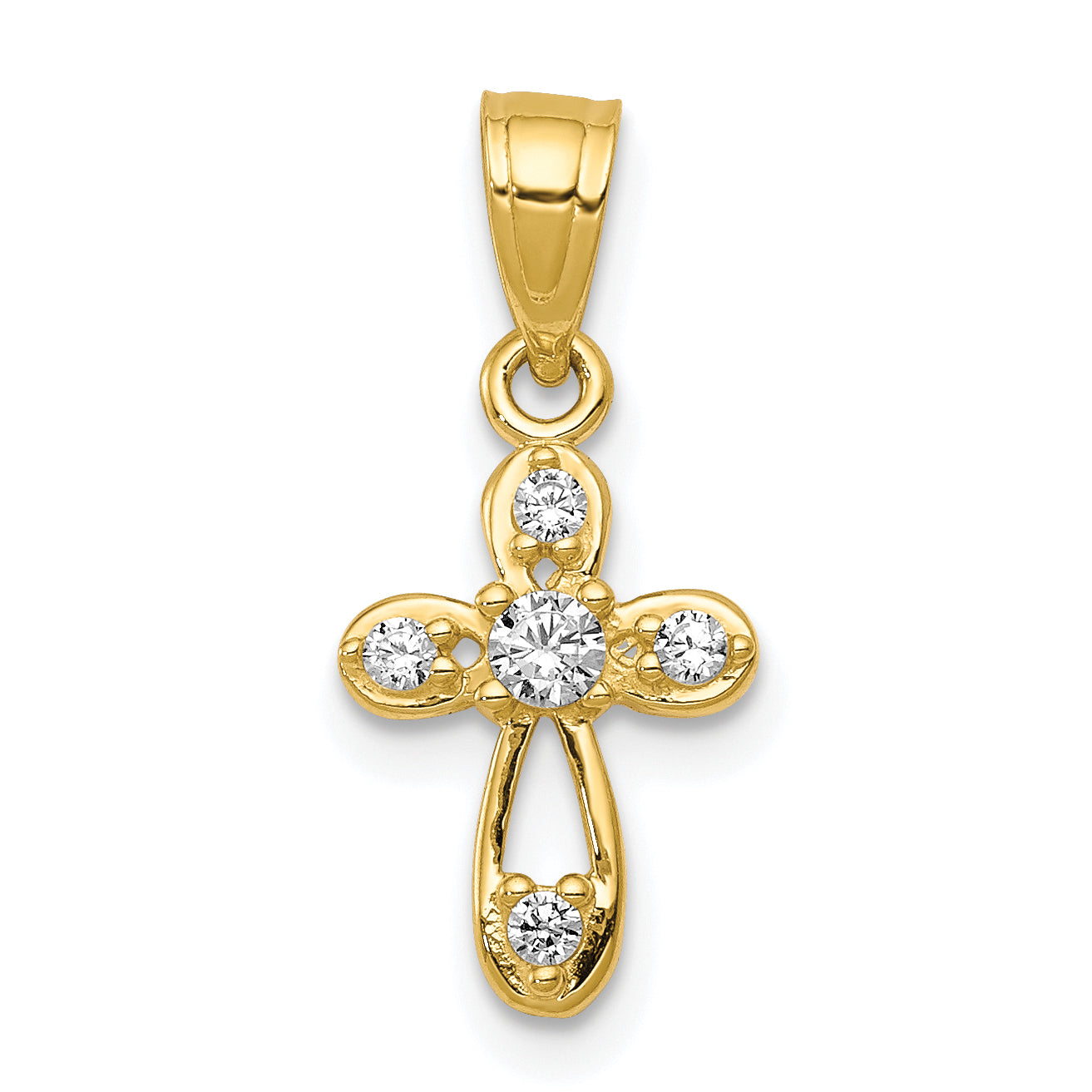 10k Yellow Gold 10k Small CZ Cross Pendant