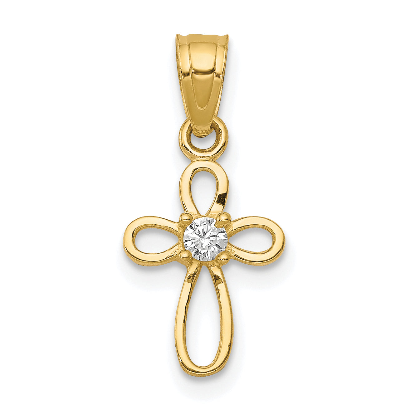 10k Yellow Gold 10k Small CZ Cross Pendant