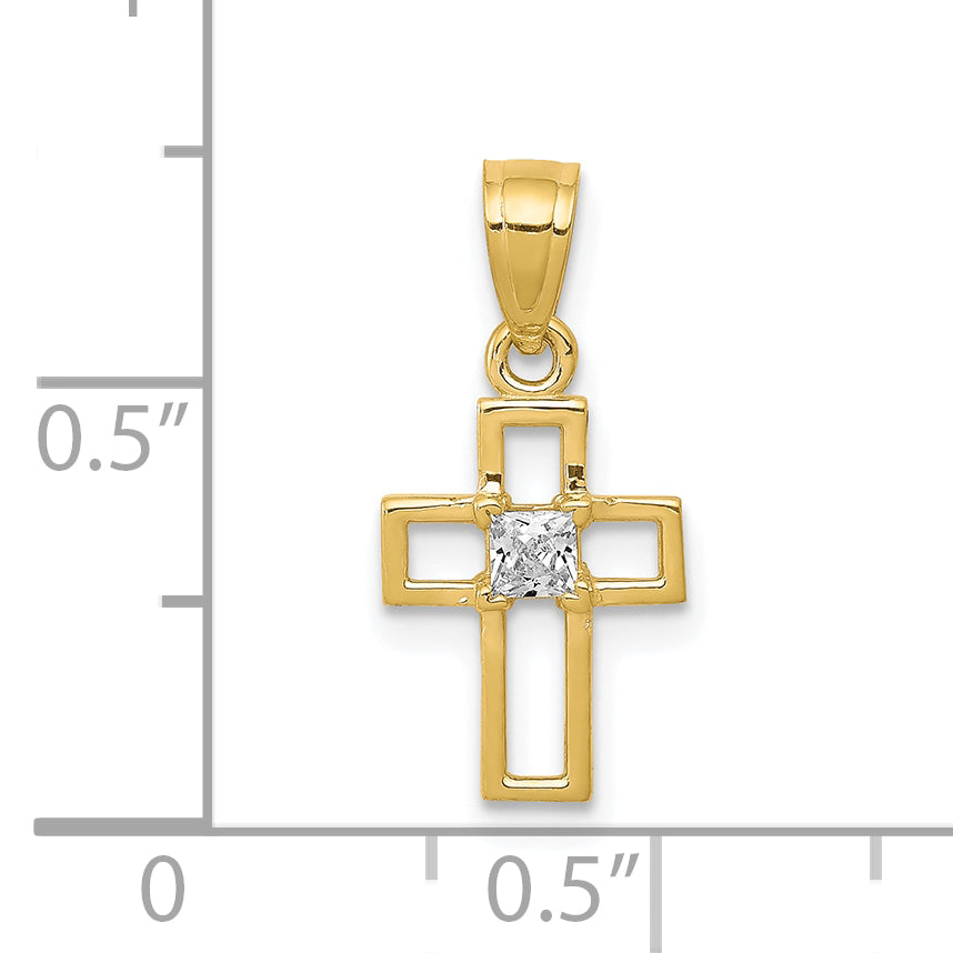 10k Yellow Gold 10k Small CZ Cross Pendant