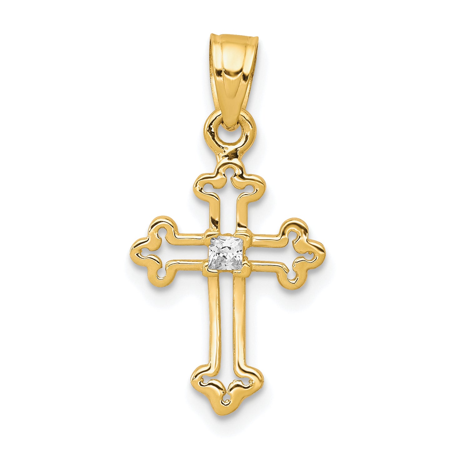 10k Yellow Gold 10k Small CZ Cross Pendant