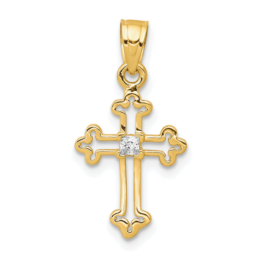 10k Yellow Gold 10k Small CZ Cross Pendant