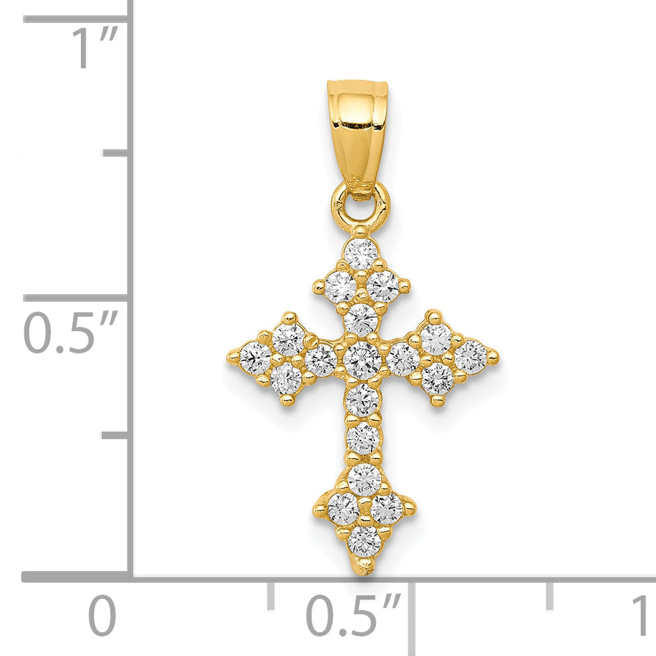 10k Yellow Gold 10k CZ Passion Cross Pendant