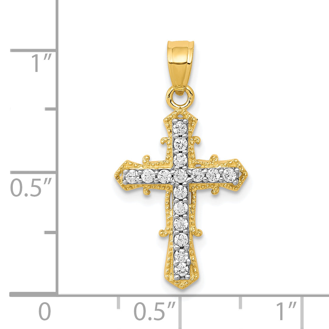 10k Yellow Gold 10k CZ Cross Pendant