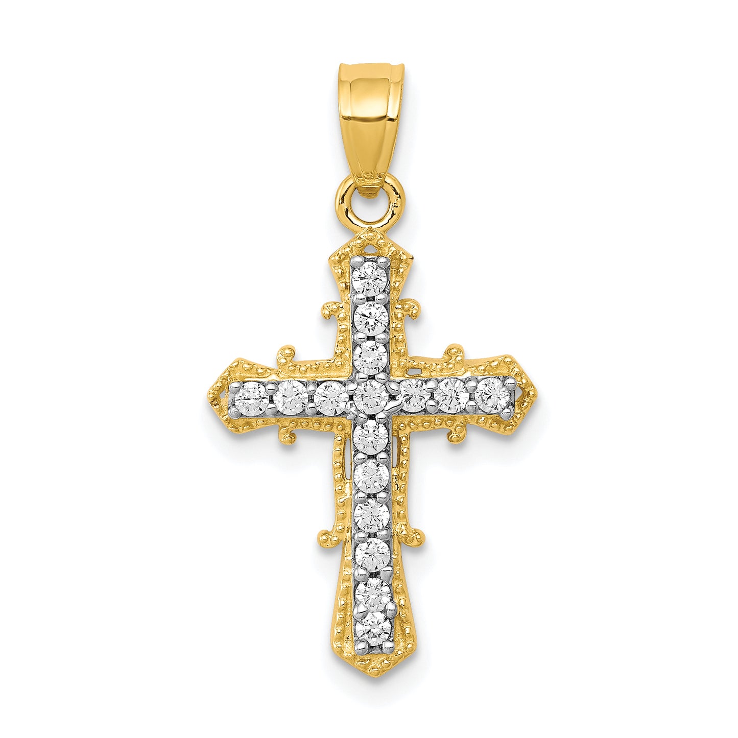 10k Yellow Gold 10k CZ Cross Pendant