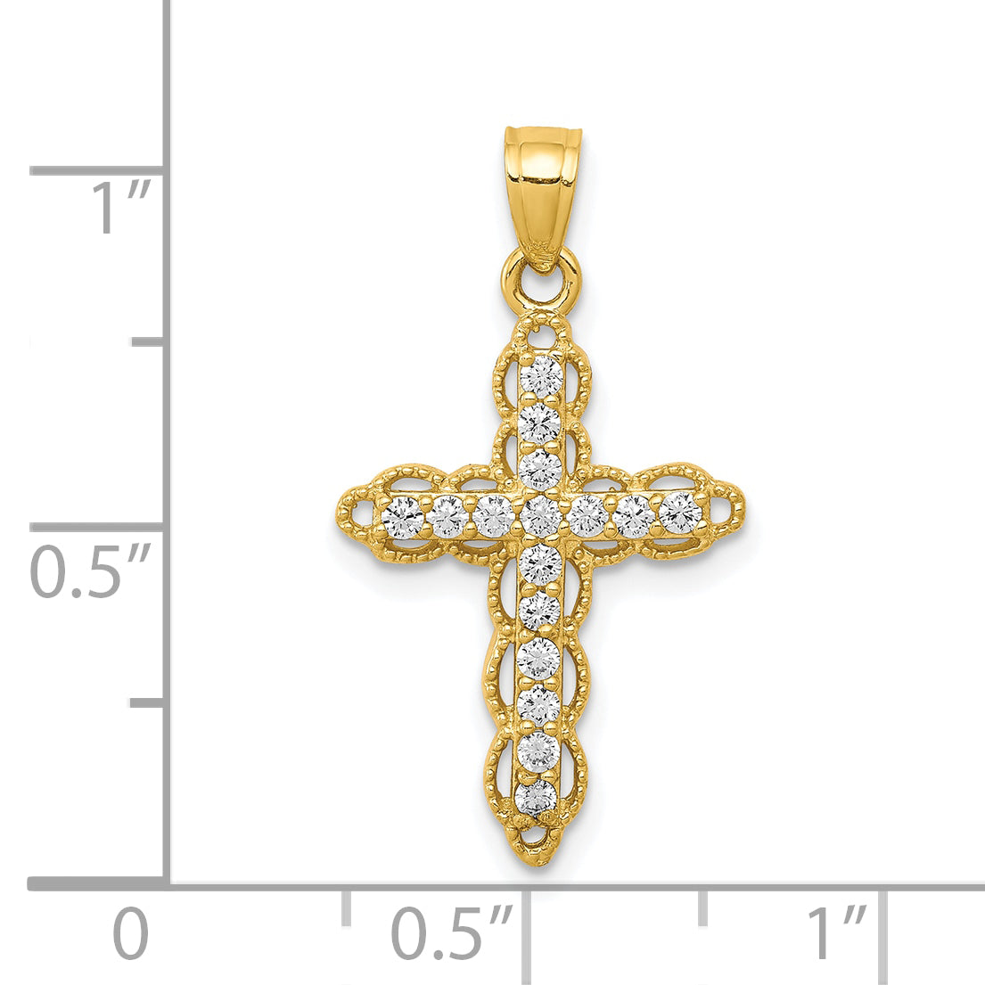 10k Yellow Gold CZ Filigree Cross Pendant