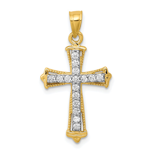 10k Yellow Gold 10k CZ Cross Pendant