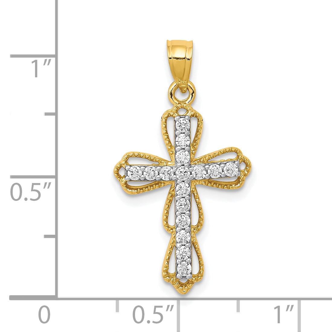 10k Yellow Gold CZ Filigree Cross Pendant