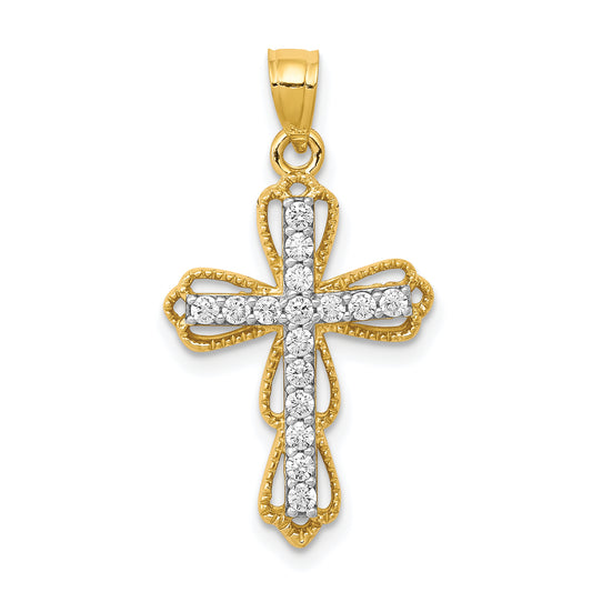 10k Yellow Gold 10k CZ Filigree Cross Pendant