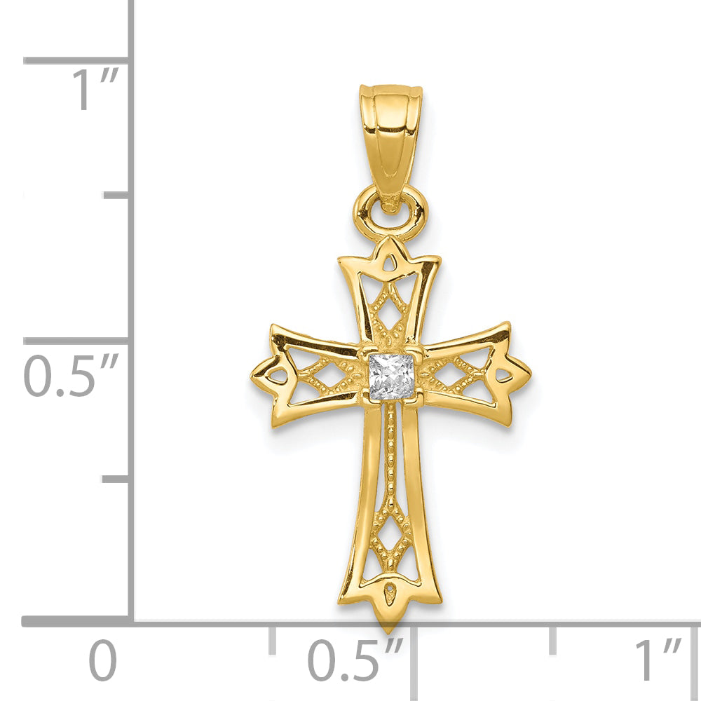 10k Yellow Gold 10k CZ Cross Pendant