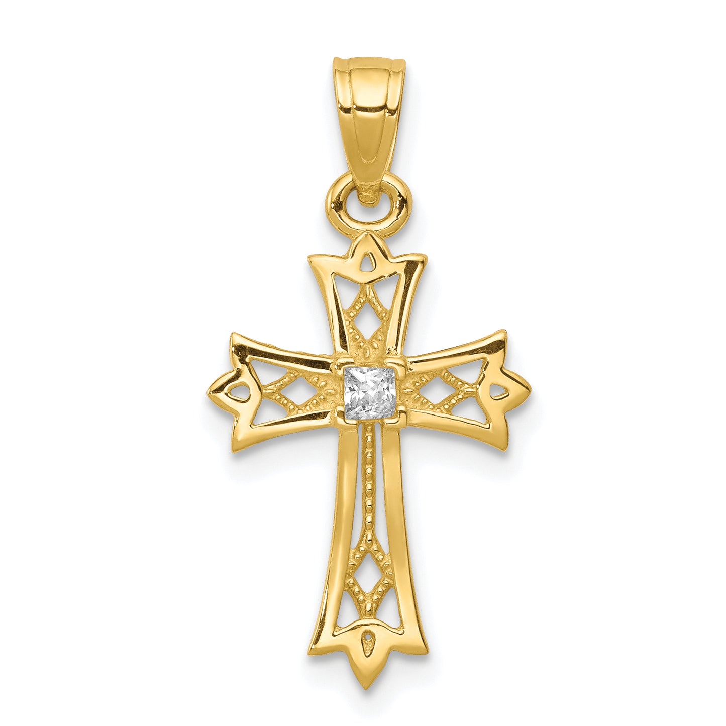 10k Yellow Gold 10k CZ Cross Pendant