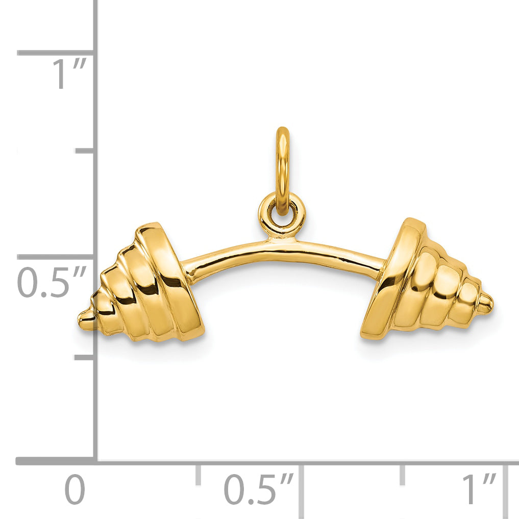 10k Yellow Gold Solid Barbell Charm