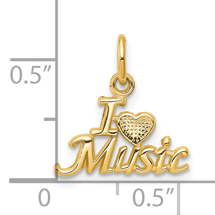 10k Yellow Gold I LOVE MUSIC Charm