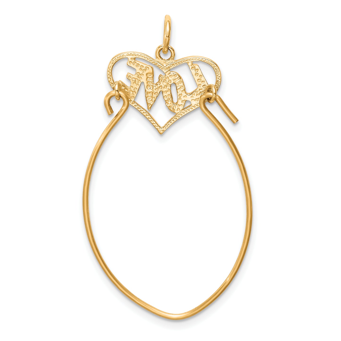 10k Yellow Gold Polished Filigree LOVE Charm Holder