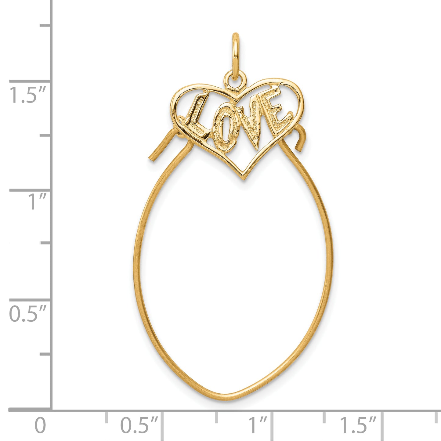 10k Yellow Gold Polished Filigree LOVE Charm Holder