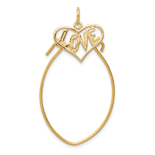 10k Yellow Gold Polished Filigree LOVE Charm Holder