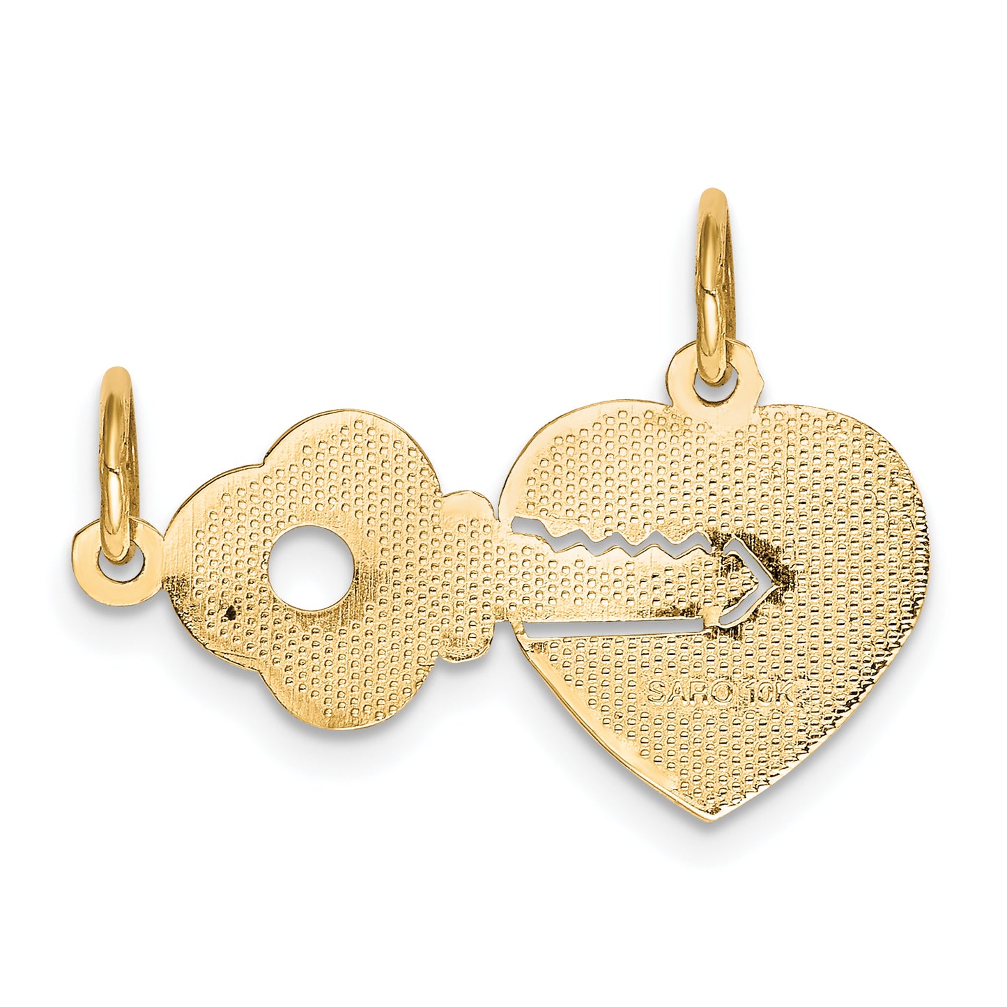 10k Yellow Gold Heart and Key Break-apart Charm