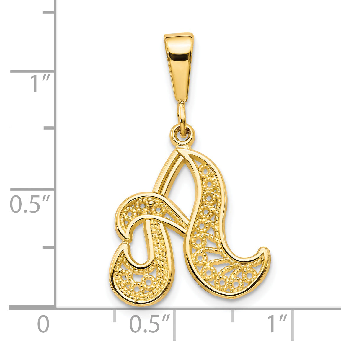 10k Yellow Gold Filigree Initial A Pendant