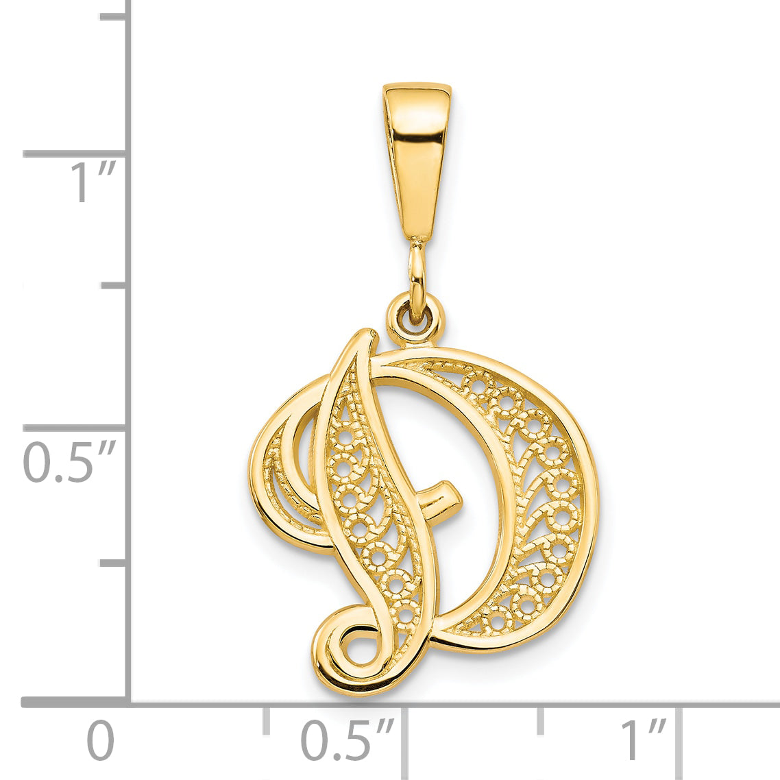 10k Yellow Gold Filigree Initial D Pendant