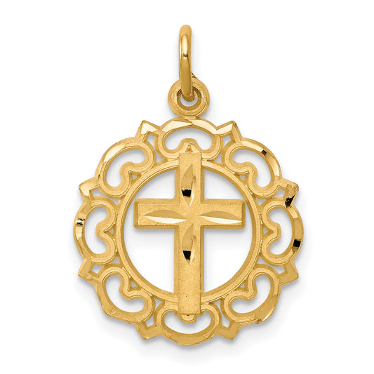 10k Yellow Gold Cross In Frame Charm