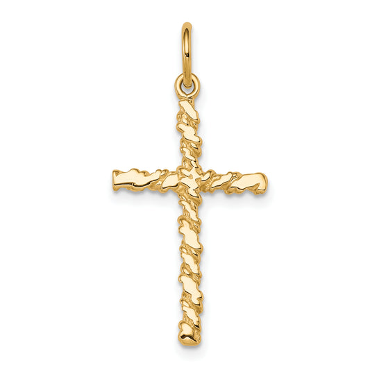 10k Yellow Gold Nugget Cross Charm