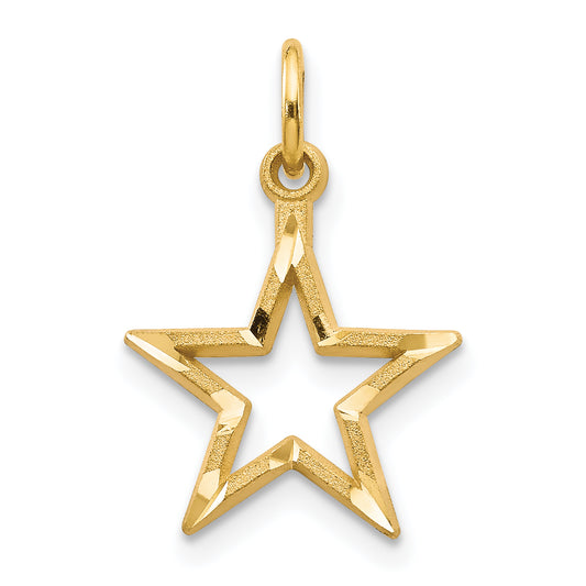 10k Yellow Gold Diamond-Cut Flat Back Star Charm