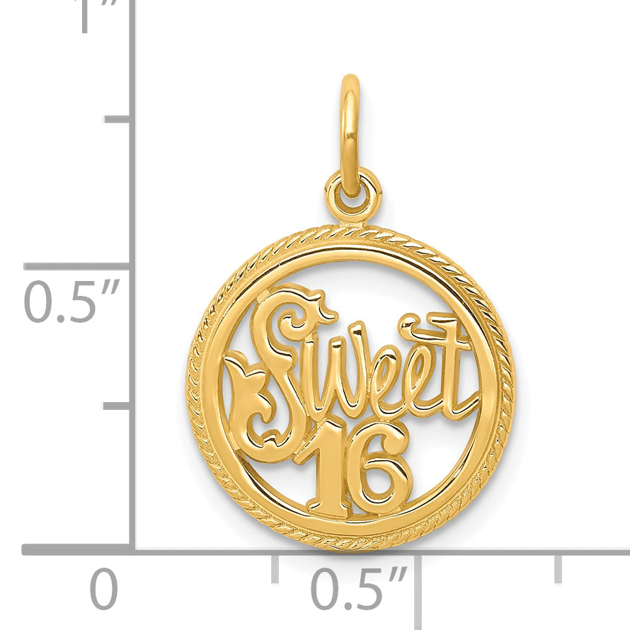 10k Yellow Gold SWEET 16 Charm