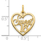 10k Yellow Gold SWEET 16 Charm