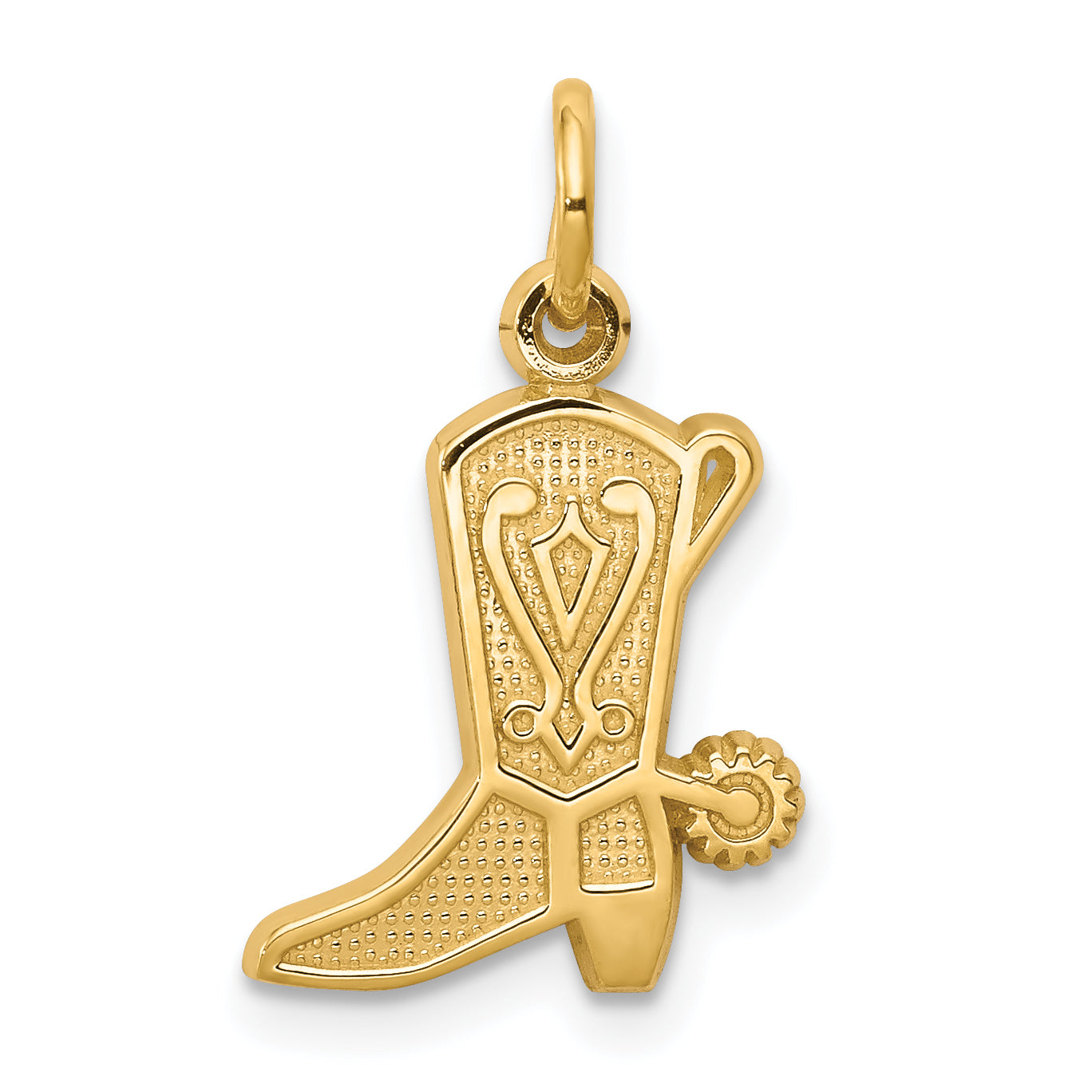 10k Yellow Gold Solid Polished Cowboy Boot Charm