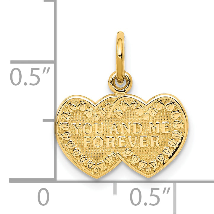 10k Yellow Gold You and Me Forever Heart Charm