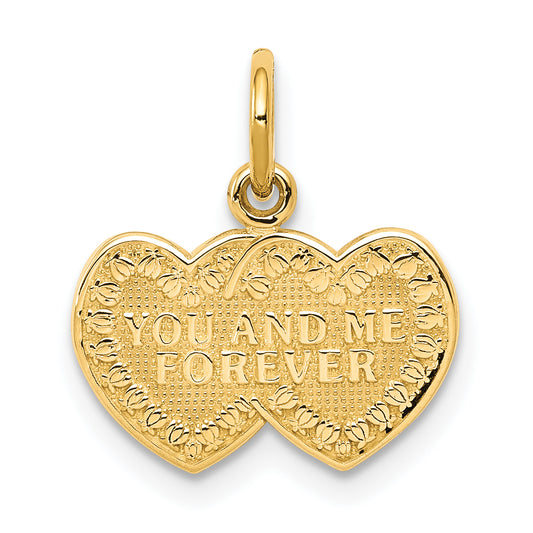 10k Yellow Gold You and Me Forever Heart Charm