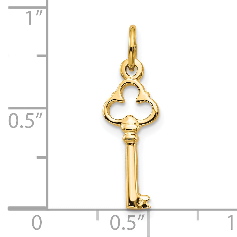 10k Yellow Gold Solid Key Charm