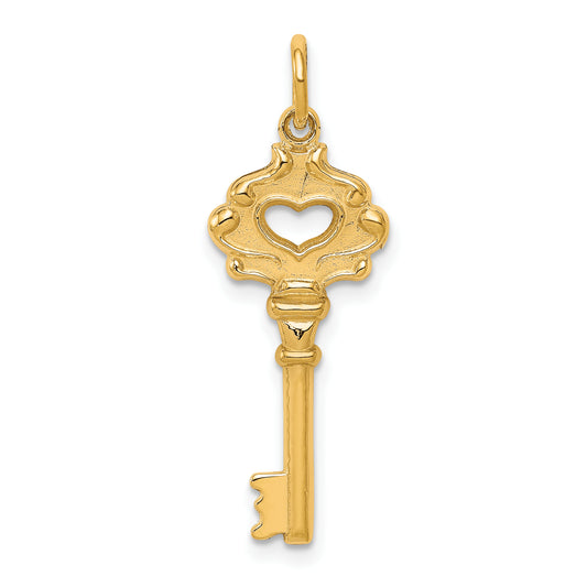 10k Yellow Gold Solid Key Charm