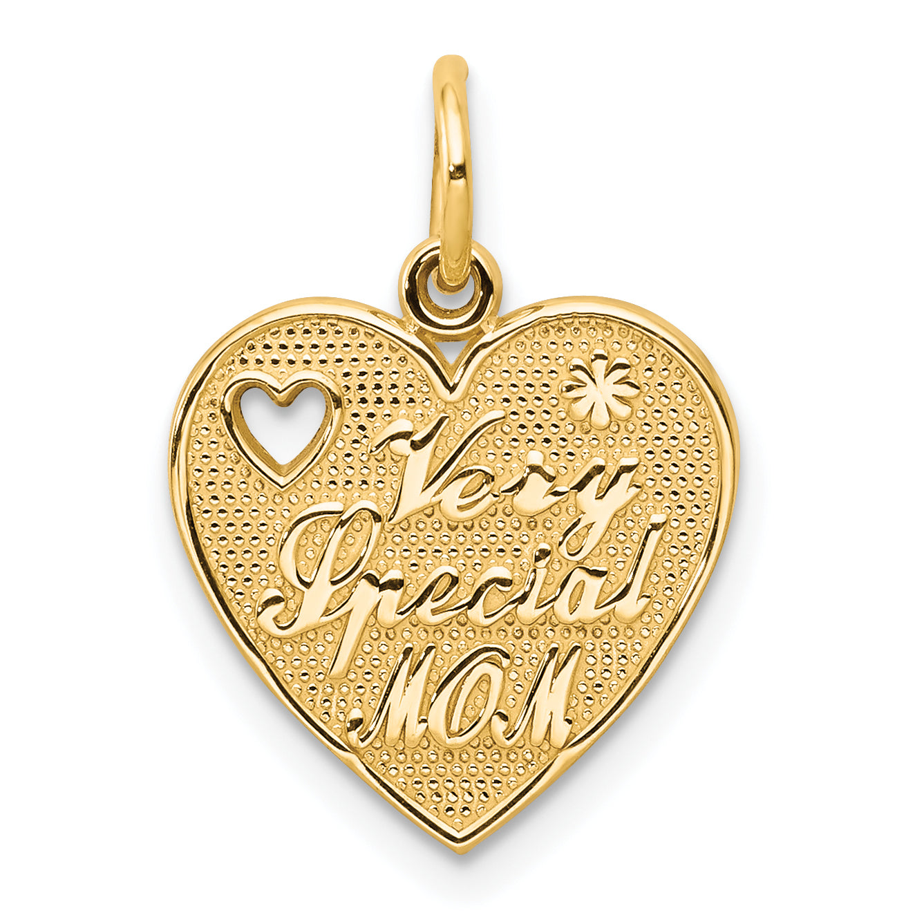 10k Yellow Gold VERY SPECIAL MOM Heart Charm