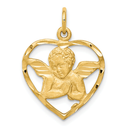 10k Yellow Gold Angel Heart Charm