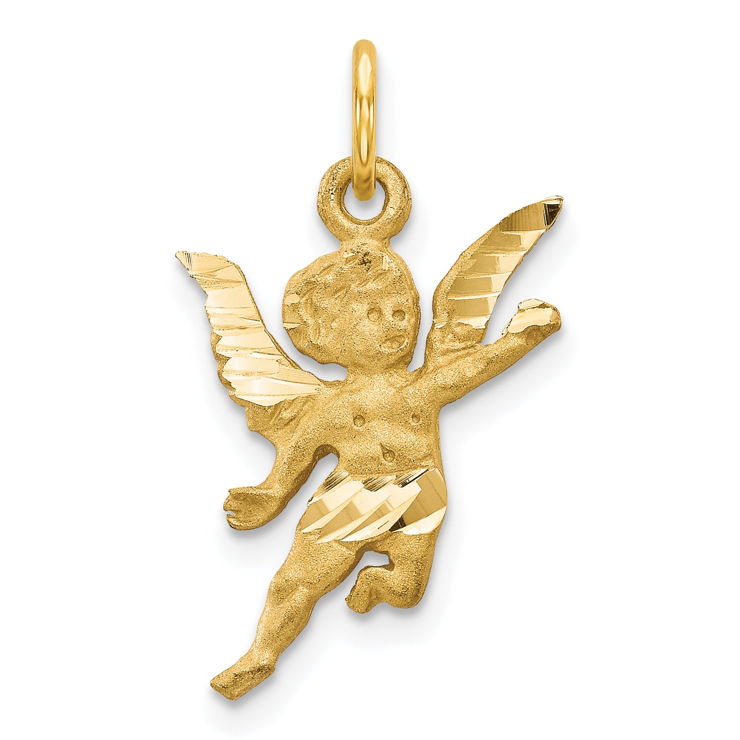 10k Yellow Gold Solid Satin Angel Charm