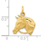 10k Yellow Gold Solid Satin Horsehead with Reins Charm