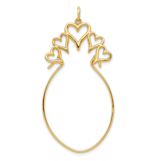 10k Yellow Gold 5 Hearts Charm Holder