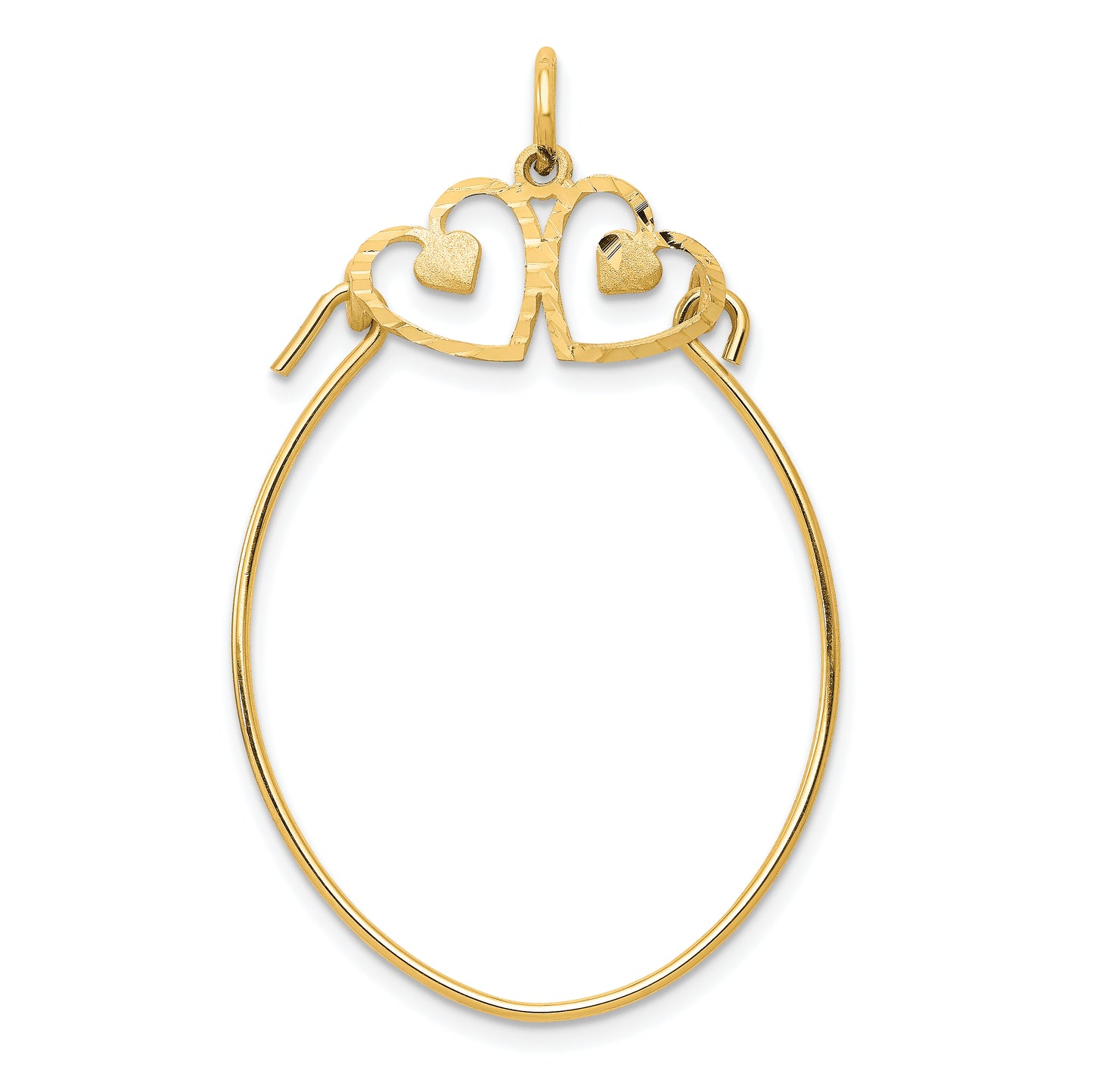 10k yellow gold double heart charm holder