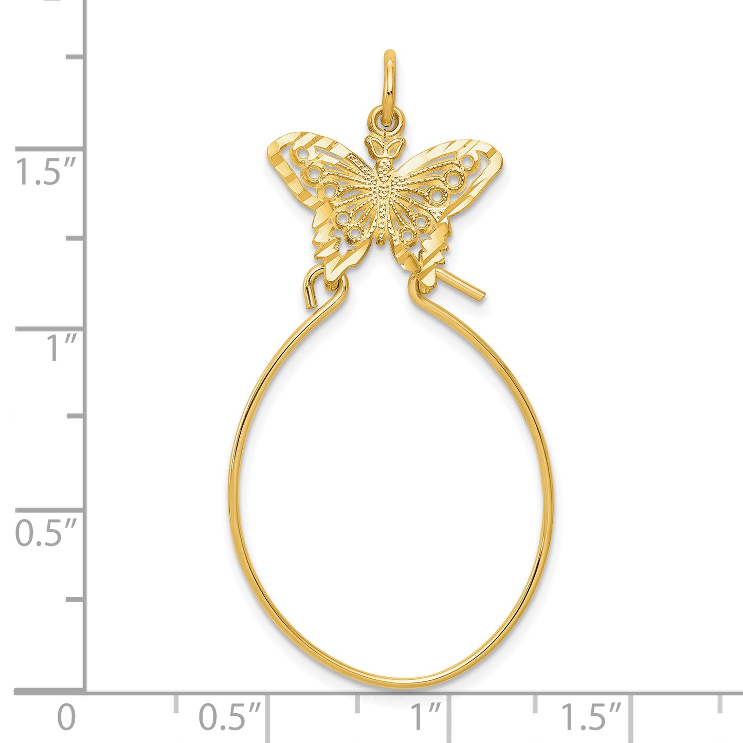 10k yellow gold filigree butterfly charm holder