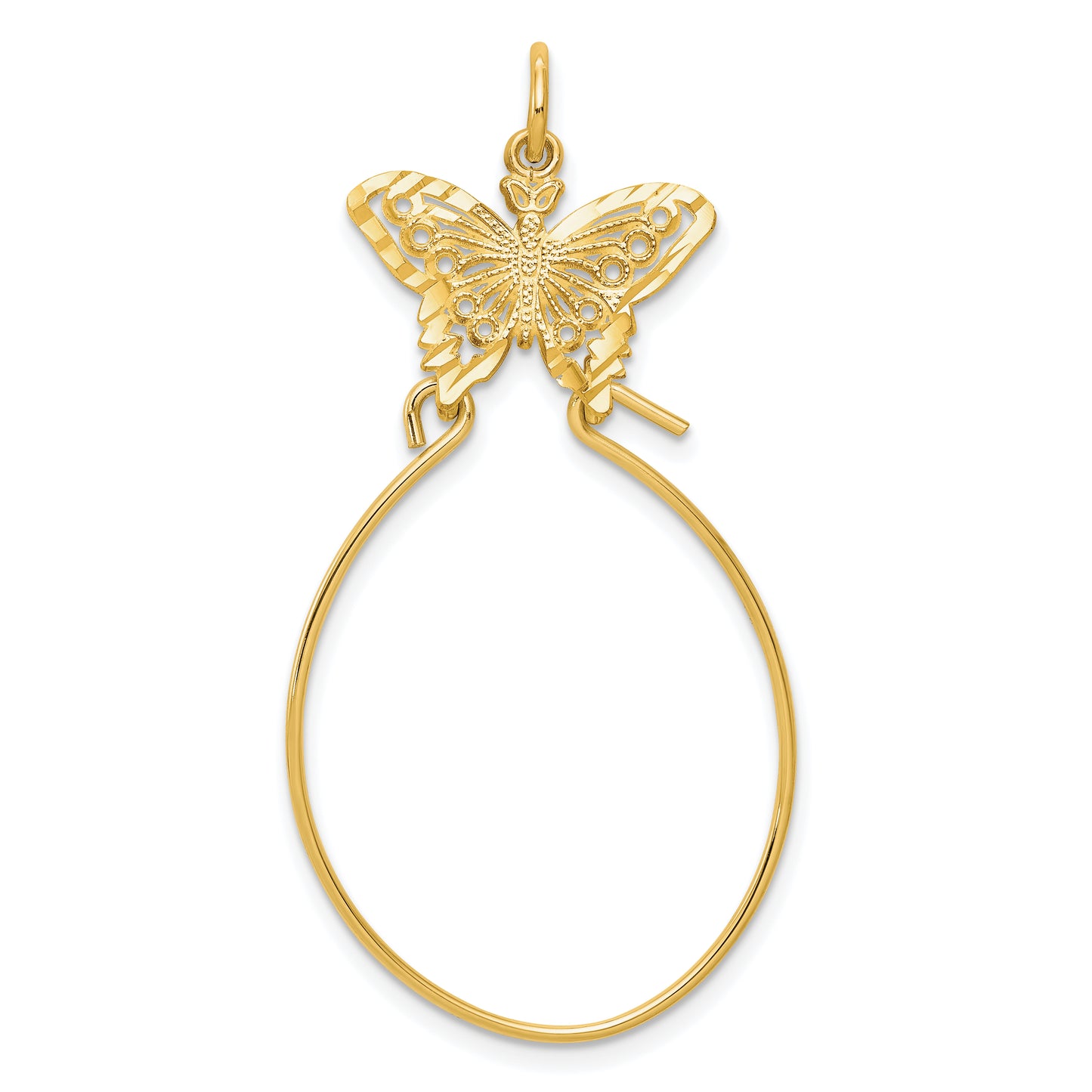 10k yellow gold filigree butterfly charm holder