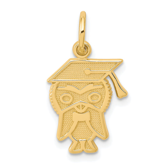 10k yellow gold graduation owl charm