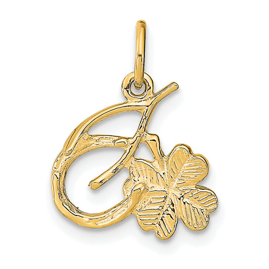 10k yellow gold solid horseshoe wishbone and shamrock charm